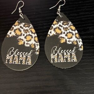 Leopard Print 'Blessed Mama' Earrings